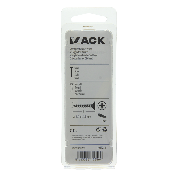 Mack 1017254 - vis pour panneaux d'aggloméré avec tête plaquée jaune 13 pcs 5,0 x 35 mm | 10 pièces