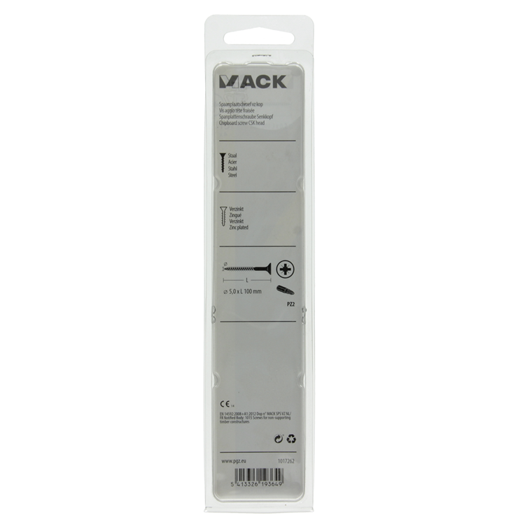 Mack 1017262 - vis pour panneaux d'aggloméré avec tête plaquée jaune. 4 pièces 5,0 x 100 mm | 5 pièces