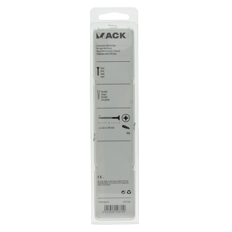 Mack 1017266 - vis pour panneaux d'aggloméré avec tête plaquée jaune. 4 pièces 6,0 x 90 mm | 5 pièces