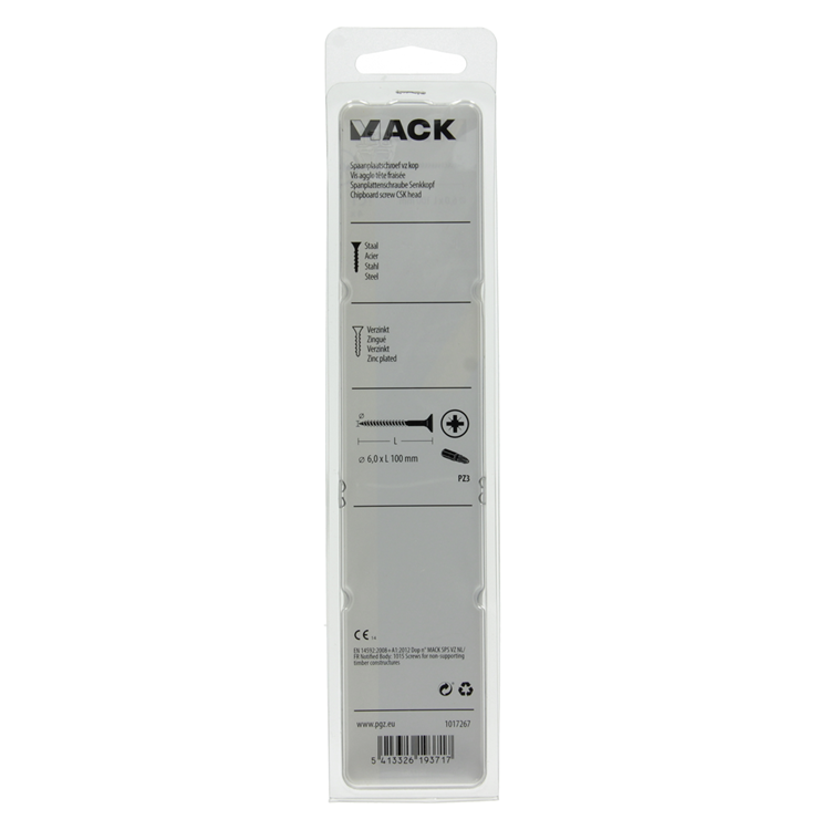 Mack 1017267 - vis pour panneaux d'aggloméré avec tête plaquée jaune. 4 pièces 6,0 x 100 mm | 5 pièces