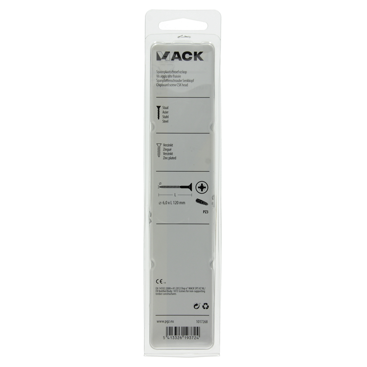 Mack 1017268 - vis pour panneaux d'aggloméré avec tête plaquée jaune. 4 pièces 6,0 x 120 mm | 5 pièces