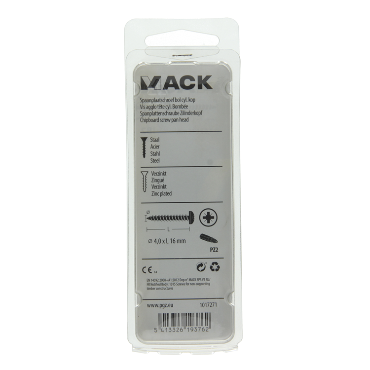 Mack 1017271 - vis pour panneaux d'aggloméré à tête cylindrique plaquée jaune 35 pièces 4,0 x 16 mm | 10 pièces