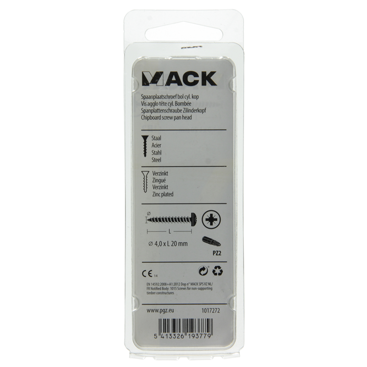 Mack 1017272 - vis pour panneaux d'aggloméré à tête cylindrique plaquée jaune 30 pièces 4,0 x 20 mm | 10 pièces