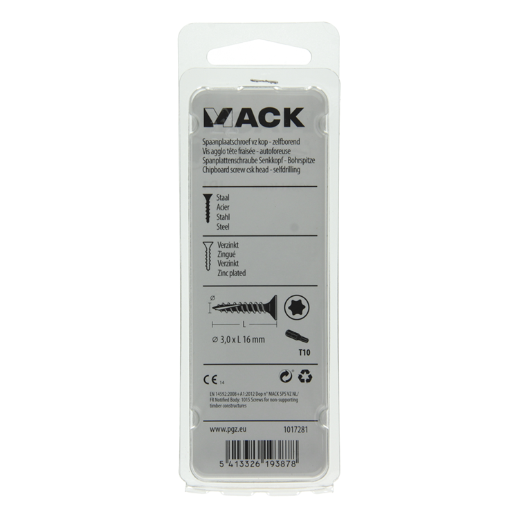 Mack 1017281 - spainplschr.vzkop-selfb. plaqué jaune 50 pcs 3,0 x 16 mm | 10 pièces