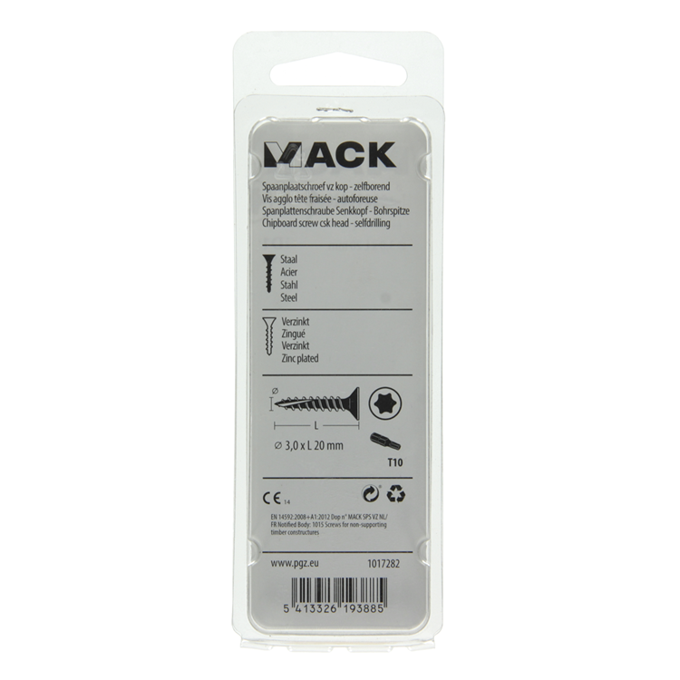 Mack 1017282 - spainplschr.vzkop-selfb. plaqué jaune 45 pièces 3,0 x 20 mm | 10 pièces