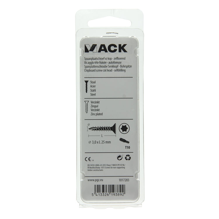 Mack 1017283 - spainplschr.vzkop-selfb. plaqué jaune 40 pièces 3,0 x 25 mm | 10 pièces
