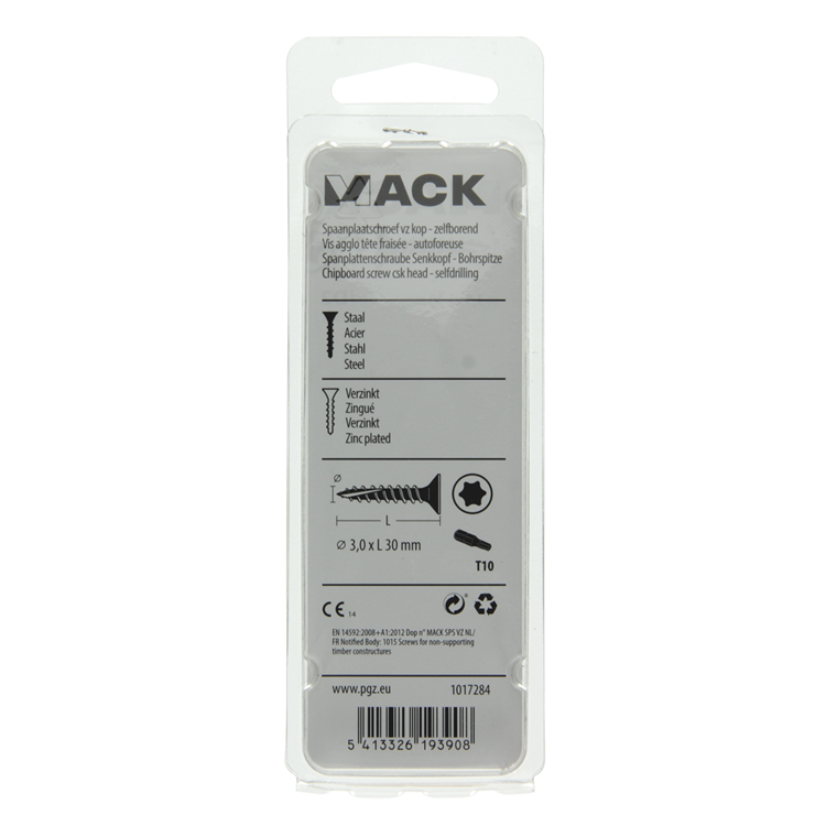 Mack 1017284 - spainplschr.vzkop-selfb. plaqué jaune 35 pièces 3,0 x 30 mm | 10 pièces