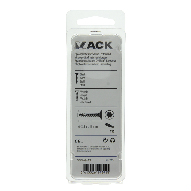 Mack 1017285 - spainplschr.vzkop-auto-assemblage plaqué jaune 40 pièces 3,5 x 16 mm | 10 pièces