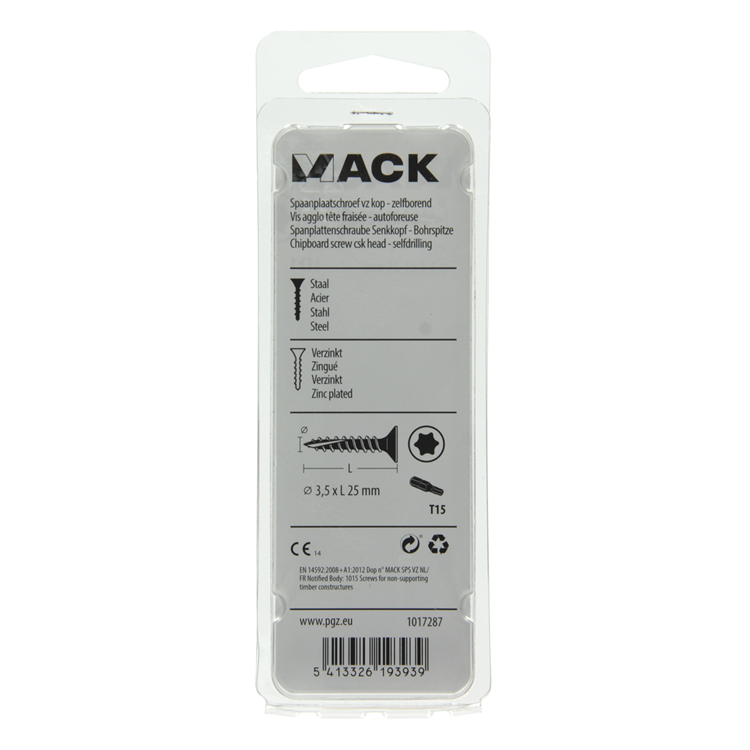 Mack 1017287 - spainplschr.vzkop-selfb. plaqué jaune .32 pièces 3,5 x 25 mm | 10 pièces