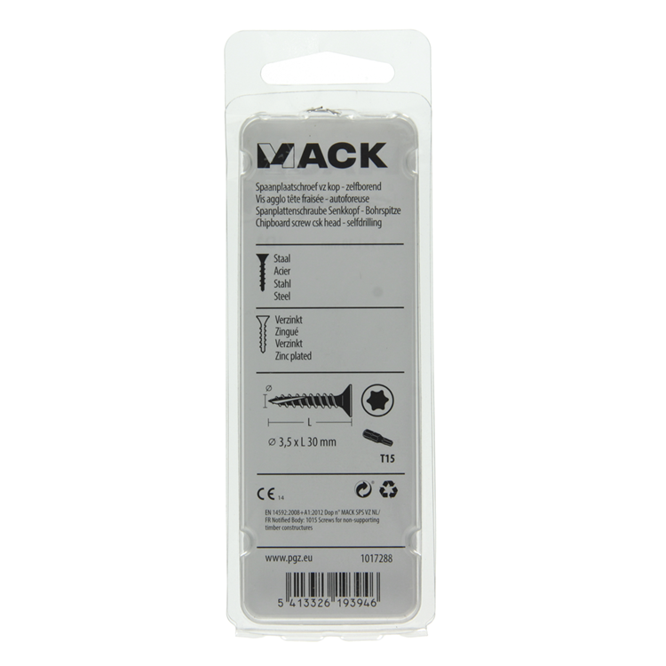 Mack 1017288 - spainplschr.vzkop-selfb. plaqué jaune 26 pcs 3,5 x 30 mm | 10 pièces