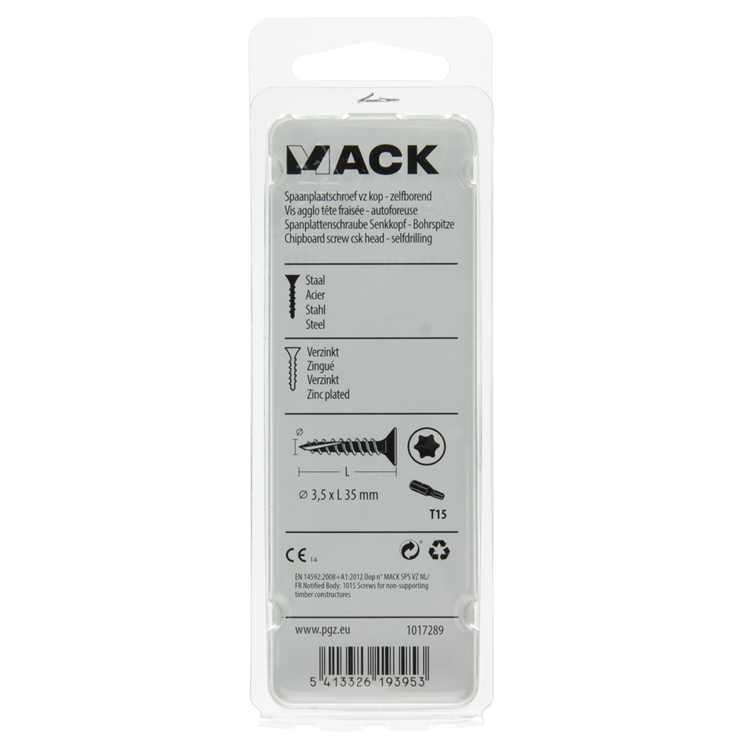 Mack 1017289 - tête de vis à copeaux à monter soi-même plaquée jaune .24 pcs 3,5 x 35 mm | 10 pièces