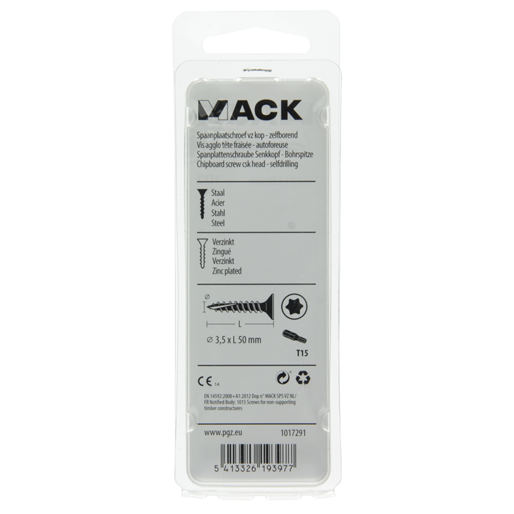 Mack 1017291 - spainplschr.vzkop-selfb. plaqué jaune 14 pièces 3,5 x 50 mm | 10 pièces