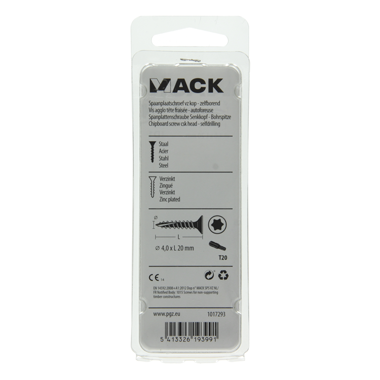 Mack 1017293 - spainplschr.vzkop-selfb. plaqué jaune 30 pièces 4,0 x 20 mm | 10 pièces