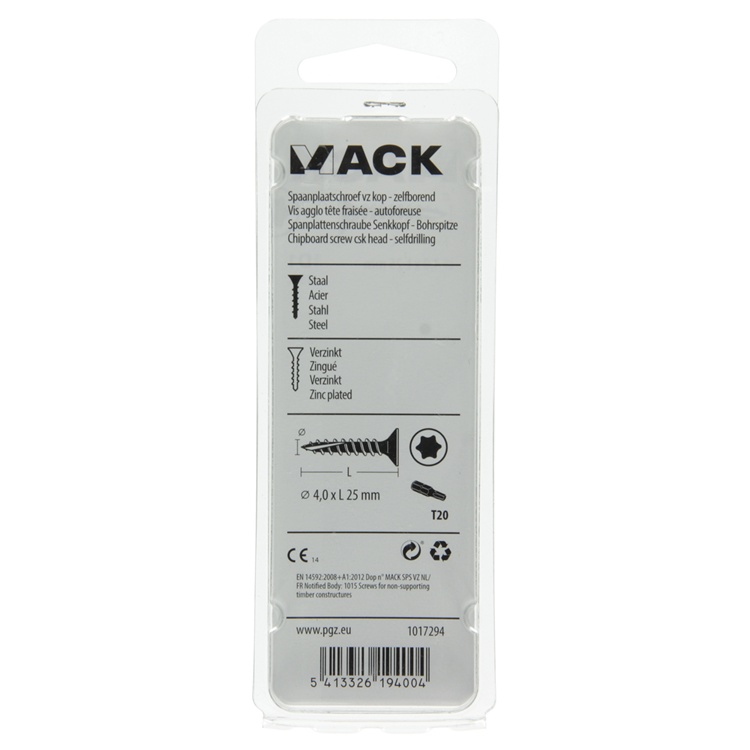 Mack 1017294 - spainplschr.vzkop-selfb. plaqué jaune 25 pièces 4,0 x 25 mm | 10 pièces