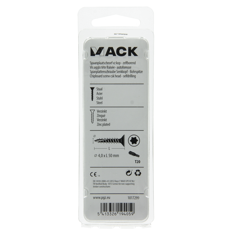 Mack 1017299 - spainplschr.vzkop-selfb. plaqué jaune 15 pièces 4,0 x 50 mm | 10 pièces