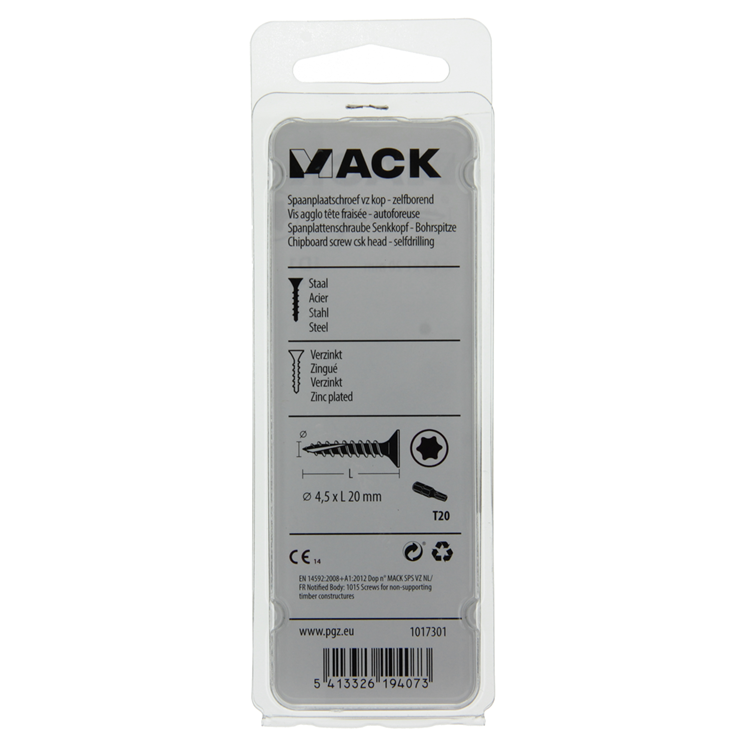 Mack 1017301 - spainplschr.vzkop-auto-assemblage plaqué jaune 24 pièces 4,5 x 20 mm | 10 pièces