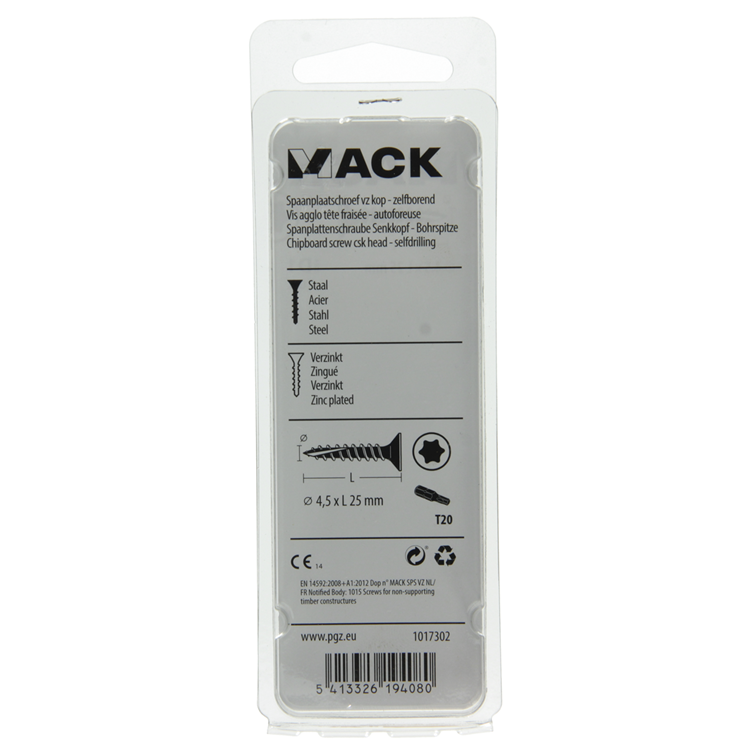 Mack 1017302 - spainplschr.vzkop-auto-assemblage plaqué jaune 20 pièces 4,5 x 25 mm | 10 pièces
