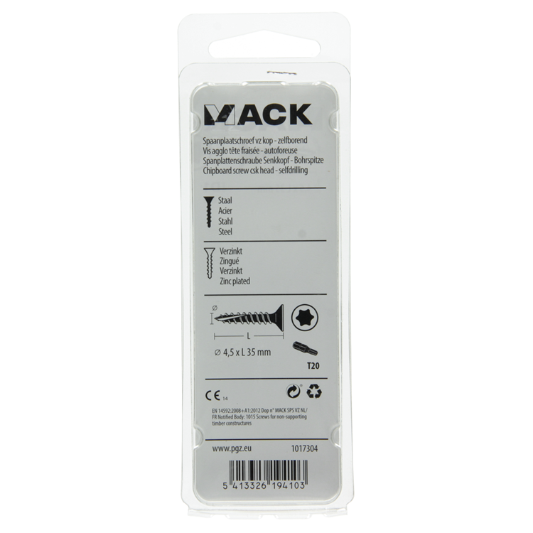 Mack 1017304 - spainplschr.vzkop-selfb. plaqué jaune 16 pcs 4,5 x 35 mm | 10 pièces