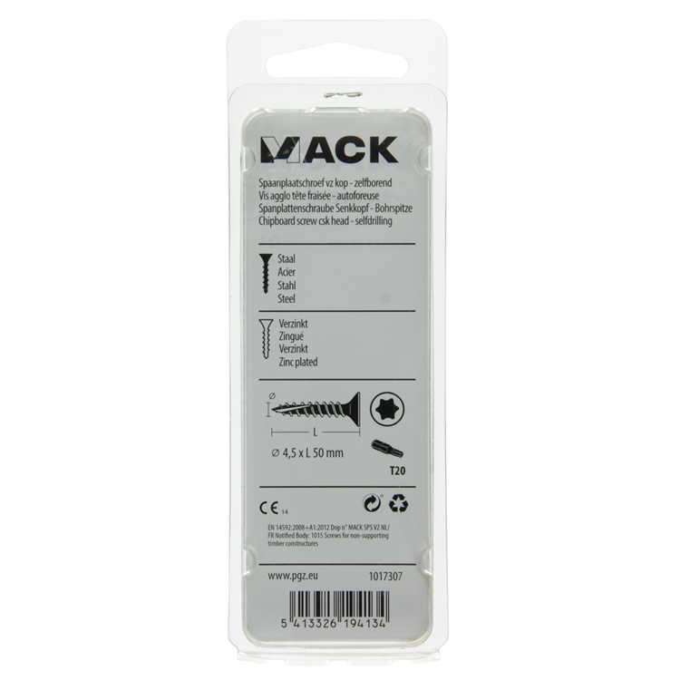 Mack 1017307 - spaanplschr.vzkop-auto-assemblage plaqué jaune 12 pièces 4,5 x 50 mm | 10 pièces