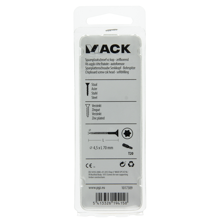 Mack 1017309 - spainplschr.vzkop-selfb. plaqué jaune 9 pièces 4,5 x 70 mm | 10 pièces