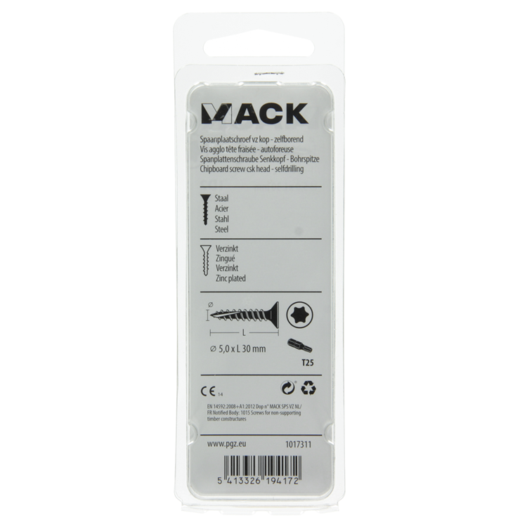 Mack 1017311 - spainplschr.vzkop-selfb. plaqué jaune 15 pièces 5,0 x 30 mm | 10 pièces