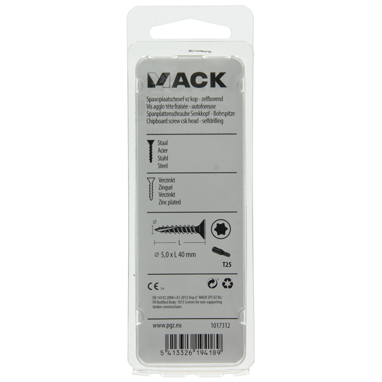 Mack 1017312 - spainplschr.vzkop-auto-assemblage plaqué jaune 12 pièces 5,0 x 40 mm | 10 pièces