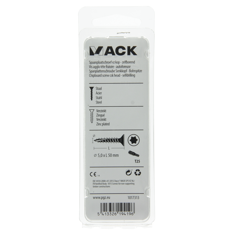 Mack 1017313 - spainplschr.vzkop-selfb. plaqué jaune 10 pièces 5,0 x 50 mm | 10 pièces