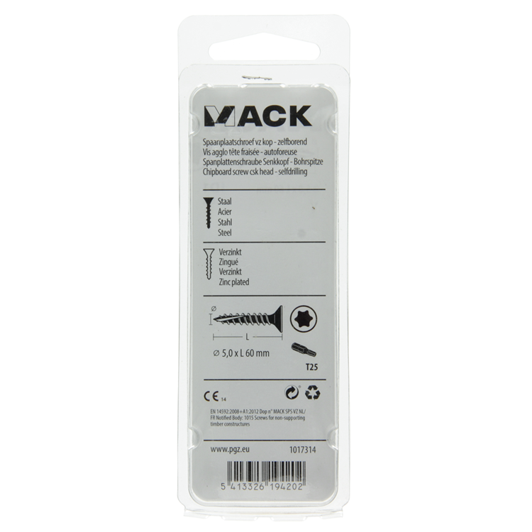 Mack 1017314 - spainplschr.vzkop-selfb. plaqué jaune 8 pièces 5,0 x 60 mm | 10 pièces
