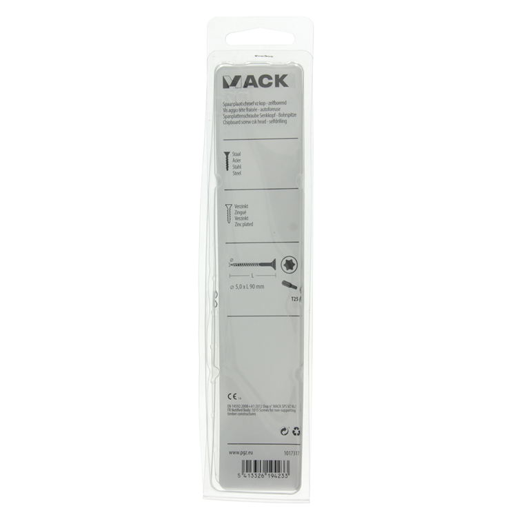 Mack 1017317 - spainplschr.vzkop-selfb. plaqué jaune 5 pièces 5,0 x 90 mm | 5 pièces