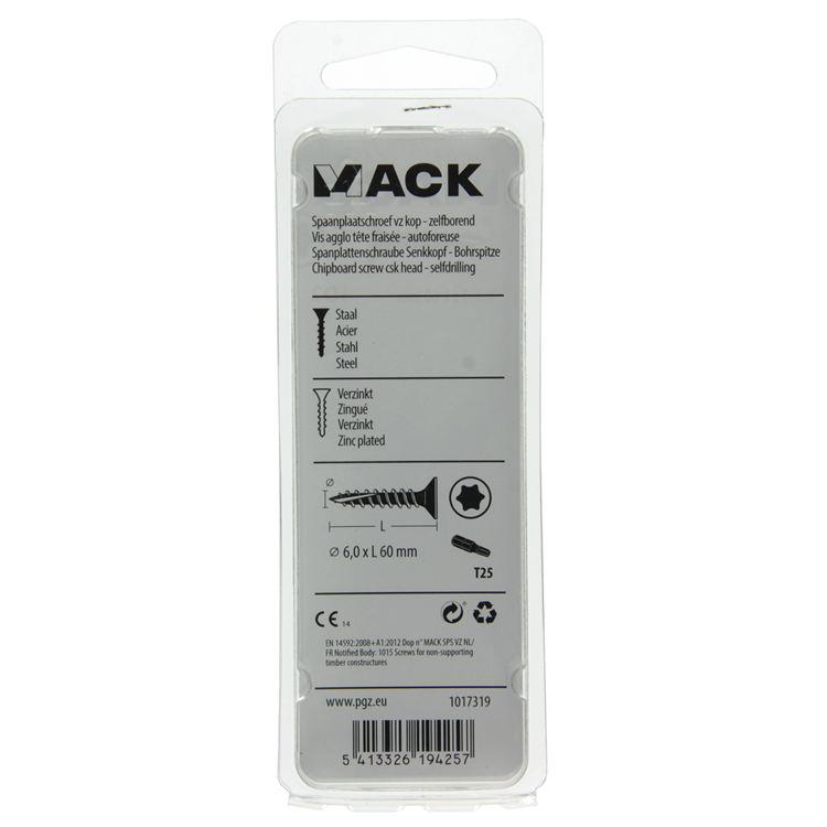 Mack 1017319 - spainplschr.vzkop-selfb. plaqué jaune 6 pièces 6,0 x 60 mm | 10 pièces