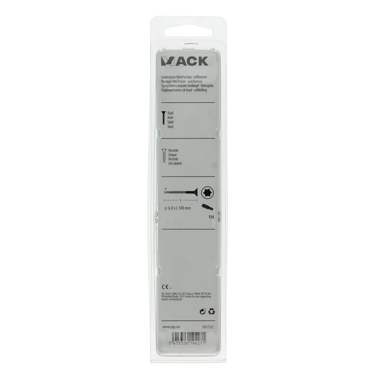 Mack 1017321 - spainplschr.vzkop-selfb. plaqué jaune 4 pièces 6,0 x 100 mm | 5 pièces