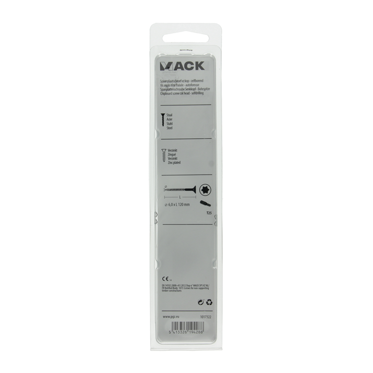 Mack 1017322 - spainplschr.vzkop-selfb. plaqué jaune 4 pièces 6,0 x 120 mm | 5 pièces
