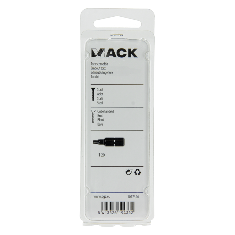 Mack 1017326 - embout à vis Torx acier non traité 2 pcs t 20 | 10 pièces