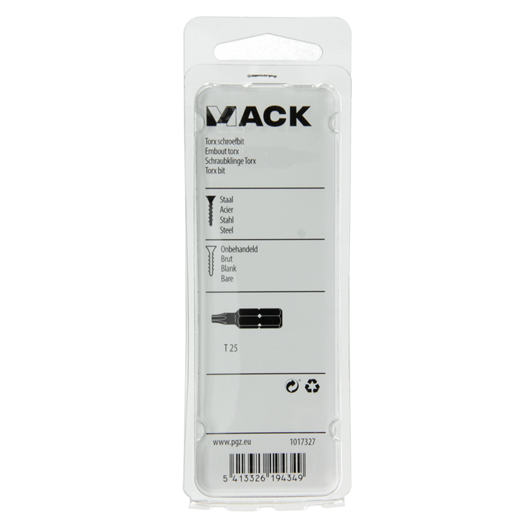 Mack 1017327 - embout à vis Torx acier non traité 2 pcs t 25 | 10 pièces