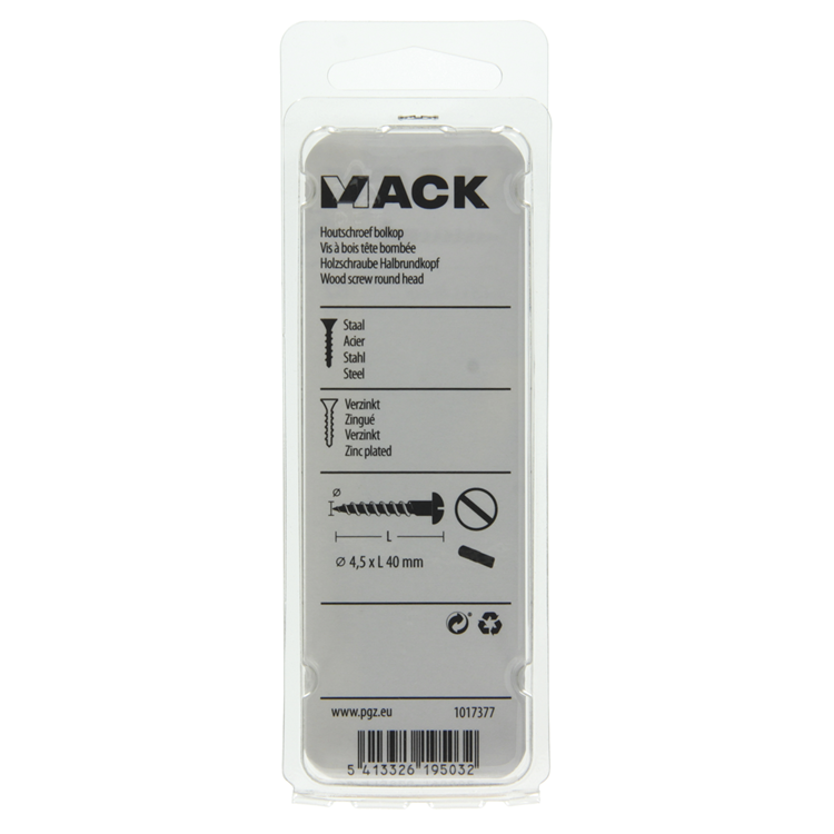 Mack 1017377 - vis à bois tête cylindrique acier galvanisé 10 pcs 4,5 x 40 mm | 10 pièces