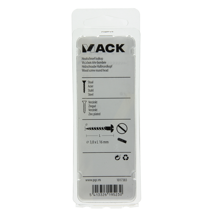 Mack 1017383 - vis à bois tête cylindrique galvanisée noire 20 pcs 3,0 x 16 mm | 10 pièces