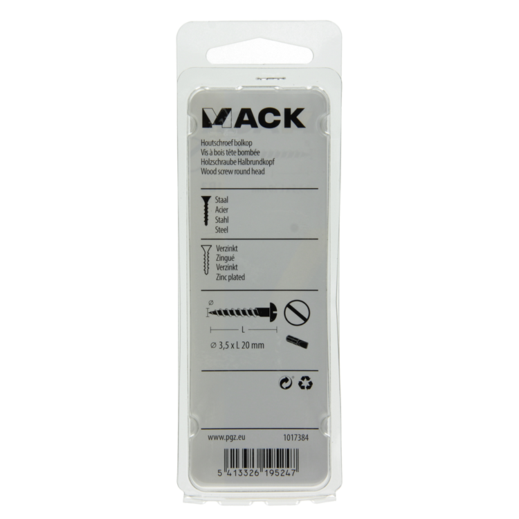 Mack 1017384 - vis à bois tête cylindrique galvanisée noire 15 pcs 3,5 x 20 mm | 10 pièces