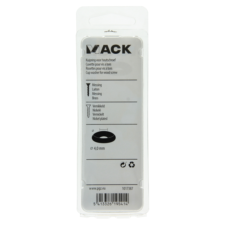 Mack 1017387 - anneau de carénage pour gâchis de vis à bois. verne. 12 pièces 4,0 mm | 10 pièces