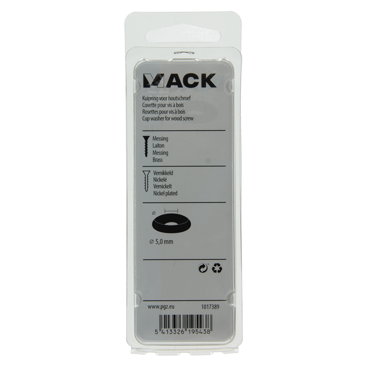 Mack 1017389 - anneau de carénage pour gâchis de vis à bois. verne. 8 pièces 5,0 mm | 10 pièces
