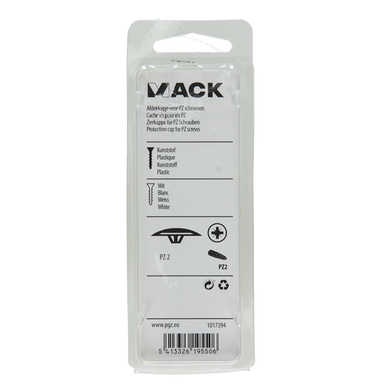Mack 1017394 - capuchon pour vis pz plastique blanc 40 pcs pz 2 | 10 pièces