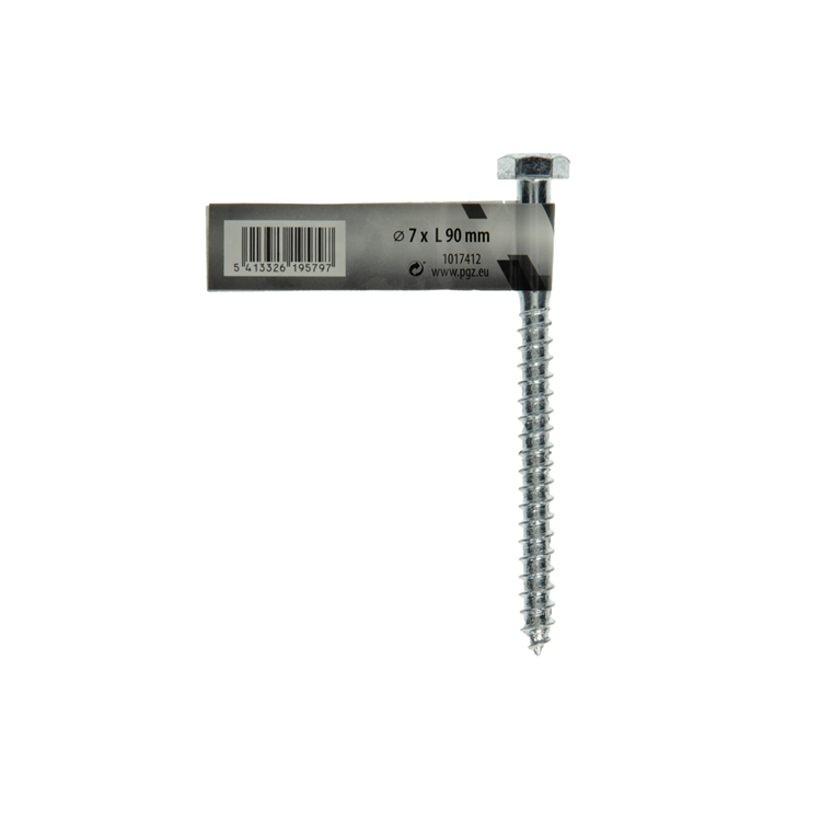 Mack 1017412 - boulon fileté à bois en acier galvanisé 1 pièce 7 x 90 mm | 10 pièces