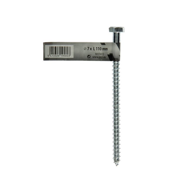 Mack 1017413 - boulon fileté à bois en acier galvanisé 1 pièce 7 x 110 mm | 10 pièces