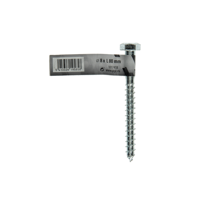 Mack 1017418 - boulon fileté à bois en acier galvanisé 1 pièce 8 x 80 mm | 10 pièces