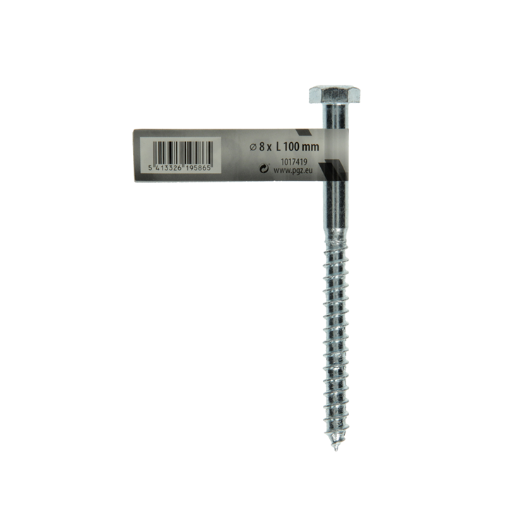 Mack 1017419 - boulon fileté à bois en acier galvanisé 1 pièce 8 x 100 mm | 10 pièces