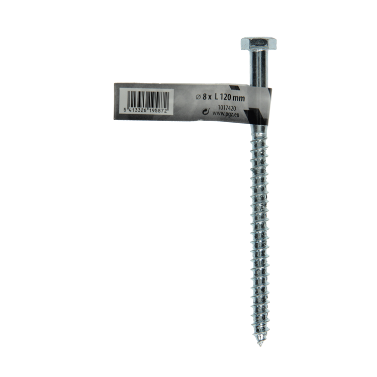 Mack 1017420 - boulon fileté à bois en acier galvanisé 1 pièce 8 x 120 mm | 10 pièces