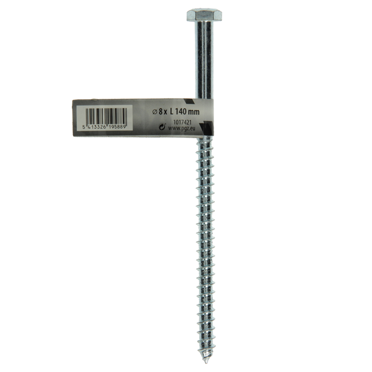 Mack 1017421 - boulon fileté à bois en acier galvanisé 1 pièce 8 x 140 mm | 10 pièces