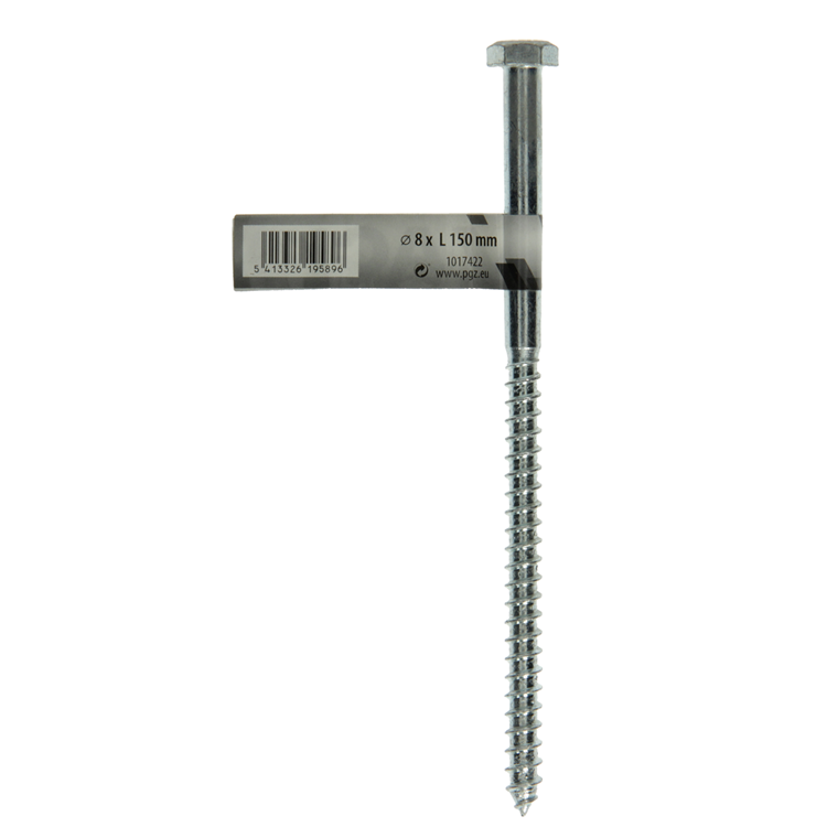 Mack 1017422 - boulon fileté à bois en acier galvanisé 1 pièce 8 x 150 mm | 10 pièces