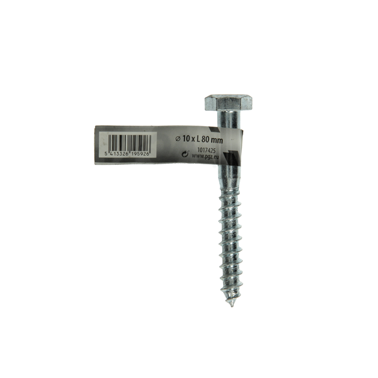 Mack 1017425 - boulon fileté à bois en acier galvanisé 1 pièce 10 x 80 mm | 10 pièces