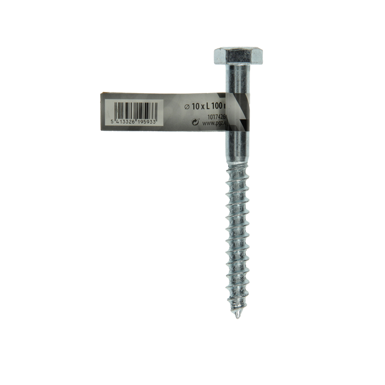 Mack 1017426 - boulon fileté à bois en acier galvanisé 1 pièce 10 x 100 mm | 10 pièces