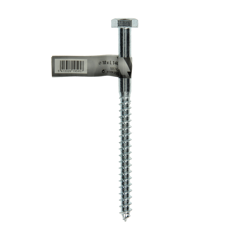 Mack 1017428 - boulon fileté à bois en acier galvanisé 1 pièce 10 x 140 mm | 10 pièces
